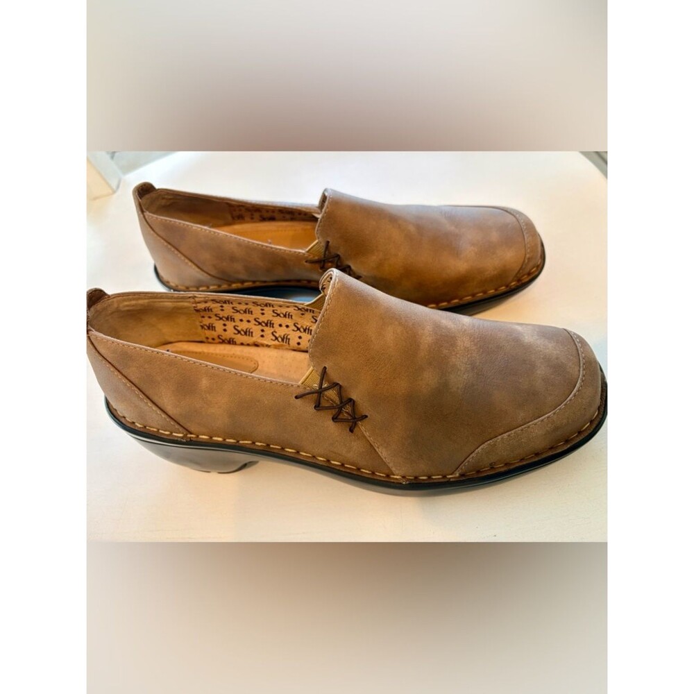 Sofft Leather Slip On Loafers Comfort Shoes Brown Womens 8M